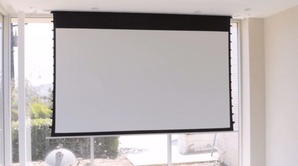 installation-of-a-projector-screen-on-ceiling