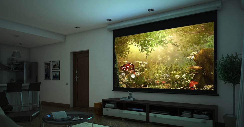 projector-screen-hanging-from-ceiling